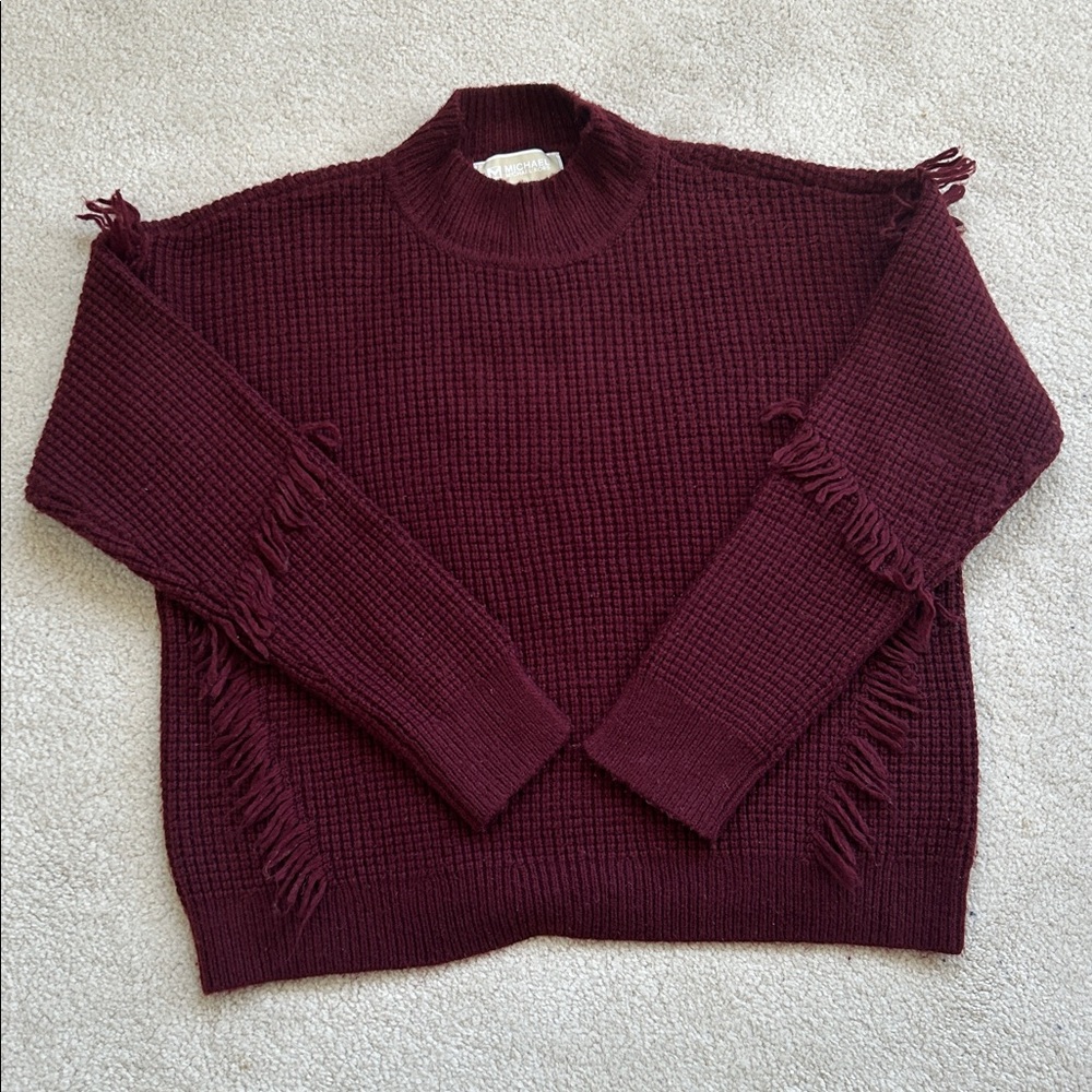 Michael Kors Fringe Mock-Neck Chunky Sweater – Size M